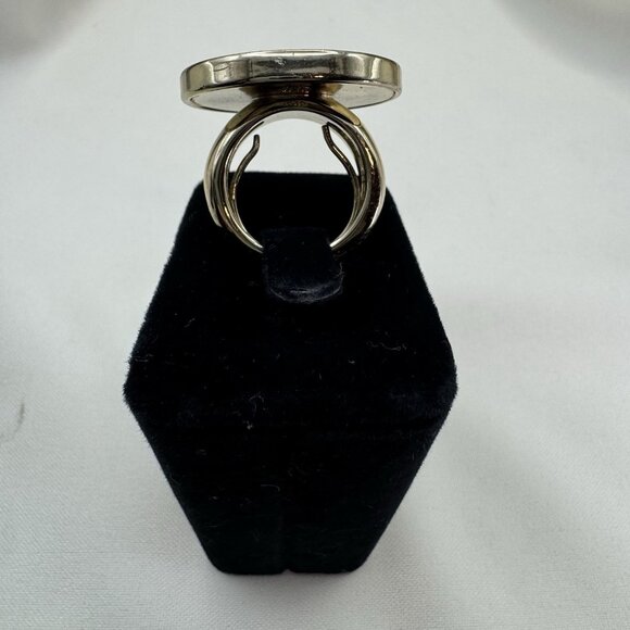 HOUSE OF HARLOW GOLD PLATED OVER CRANBERRY LEATHER SUNBURST RING SZ 7 - Picture 4 of 9